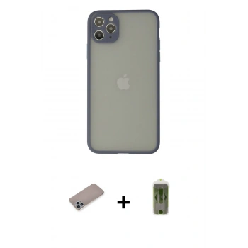 MARSİLYAN™- iPhone 12 Pro Max Kılıf Ahenk Çizgi Serisi - Siyah Joko Magic 5D Hayalet Cam + Shine Kamera Lens Koruma Cam - SABE