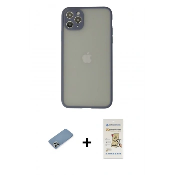 MARSİLYAN™- iPhone 12 Pro Max Kılıf Ahenk Çizgi Serisi - Siyah Mat Seramik Nano Ekran Koruyucu + Shine Kamera Lens Koruma Cam - GS