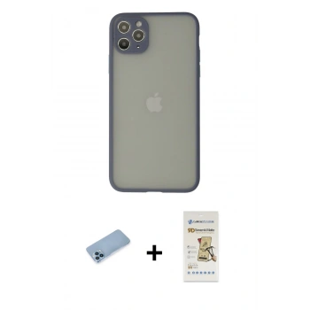 MARSİLYAN™- iPhone 12 Pro Max Kılıf Ahenk Çizgi Serisi - Siyah Mat Seramik Nano Ekran Koruyucu + Shine Kamera Lens Koruma Cam - MI
