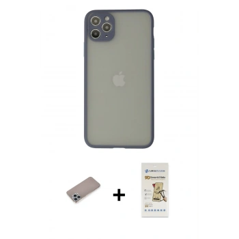 MARSİLYAN™- iPhone 12 Pro Max Kılıf Ahenk Çizgi Serisi - Siyah Mat Seramik Nano Ekran Koruyucu + Shine Kamera Lens Koruma Cam - SABE