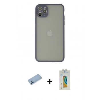 MARSİLYAN™- iPhone 12 Pro Max Kılıf Ahenk Çizgi Serisi - Siyah Polymer Nano Ekran Koruyucu + Shine Kamera Lens Koruma Cam - MI