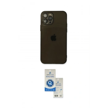 MARSİLYAN™- iPhone 12 Pro Max Kılıf Ahenk Doku - Şeffaf Royal Nano Ekran Koruyucu