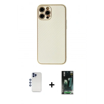 MARSİLYAN™- iPhone 12 Pro Max Kılıf Ahenk Işık - Şeffaf 360 Full Body Arka Koruyucu + Shine Kamera Lens - LT