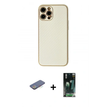 MARSİLYAN™- iPhone 12 Pro Max Kılıf Ahenk Işık - Şeffaf 360 Full Body Arka Koruyucu + Renkli Kamera Lens Koruma Cam - MI