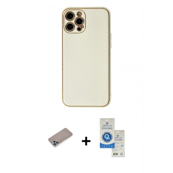 MARSİLYAN™- iPhone 12 Pro Max Kılıf Ahenk Işık - Şeffaf Royal Nano Ekran Koruyucu + Shine Kamera Lens Koruma Cam - SABE