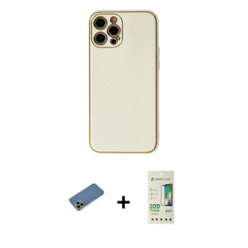 MARSİLYAN™- iPhone 12 Pro Max Kılıf Ahenk Işık - Siyah 20D Premium Cam Ekran Koruyucu + Shine Kamera Lens Koruma Cam - GD