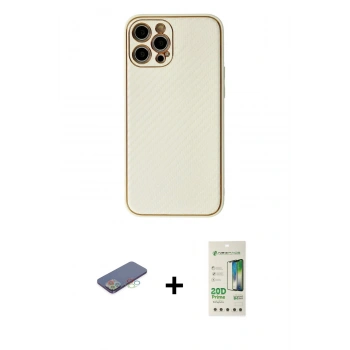MARSİLYAN™- iPhone 12 Pro Max Kılıf Ahenk Işık - Siyah 20D Premium Cam Ekran Koruyucu + Renkli Kamera Lens Koruma Cam - MI