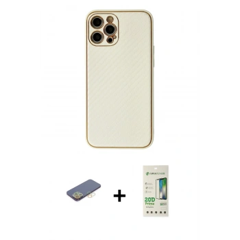 MARSİLYAN™- iPhone 12 Pro Max Kılıf Ahenk Işık - Siyah 20D Premium Cam Ekran Koruyucu + Renkli Kamera Lens Koruma Cam - SI