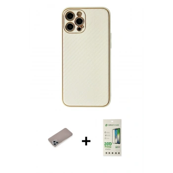 MARSİLYAN™- iPhone 12 Pro Max Kılıf Ahenk Işık - Siyah 20D Premium Cam Ekran Koruyucu + Shine Kamera Lens Koruma Cam - SABE