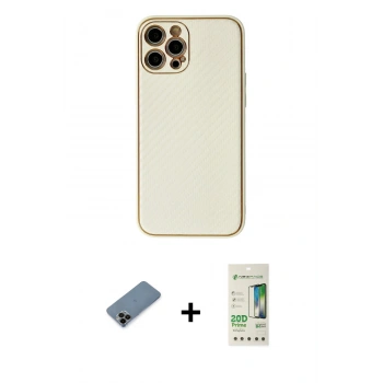 MARSİLYAN™- iPhone 12 Pro Max Kılıf Ahenk Işık - Siyah 20D Premium Cam Ekran Koruyucu + Shine Kamera Lens Koruma Cam - SH