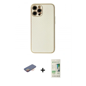 MARSİLYAN™- iPhone 12 Pro Max Kılıf Ahenk Işık - Siyah 20D Premium Cam Ekran Koruyucu + Renkli Kamera Lens Koruma Cam - TU