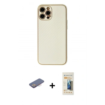 MARSİLYAN™- iPhone 12 Pro Max Kılıf Ahenk Işık - Siyah 6D Mat Seramik Hayalet Nano Ekran Koruyucu + Renkli Kamera Lens Koruma Cam - PE