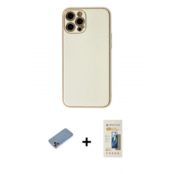 MARSİLYAN™- iPhone 12 Pro Max Kılıf Ahenk Işık - Siyah 6D Mat Seramik Hayalet Nano Ekran Koruyucu + Shine Kamera Lens Koruma Cam - PE