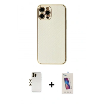 MARSİLYAN™- iPhone 12 Pro Max Kılıf Ahenk Işık - Siyah Joko 5D Cam + Shine Kamera Lens - GD