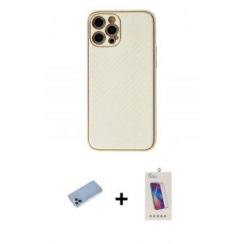 MARSİLYAN™- iPhone 12 Pro Max Kılıf Ahenk Işık - Siyah Joko 5D Cam + Shine Kamera Lens Koruma Cam - MI