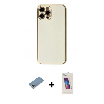 MARSİLYAN™- iPhone 12 Pro Max Kılıf Ahenk Işık - Siyah Joko 5D Cam + Shine Kamera Lens Koruma Cam - GS