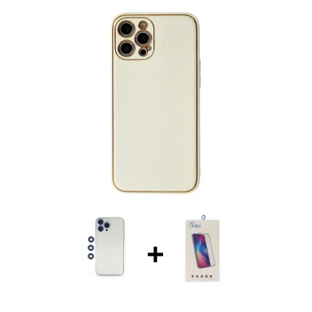 MARSİLYAN™- iPhone 12 Pro Max Kılıf Ahenk Işık - Siyah Joko 5D Cam + Shine Kamera Lens - LT