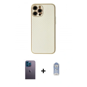 MARSİLYAN™- iPhone 12 Pro Max Kılıf Ahenk Işık - Siyah Joko Magic 5D Cam + Neon Fosforlu Kamera Lens - MI
