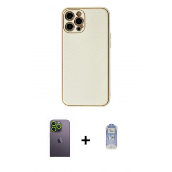 MARSİLYAN™- iPhone 12 Pro Max Kılıf Ahenk Işık - Siyah Joko Magic 5D Cam + Neon Fosforlu Kamera Lens - YL