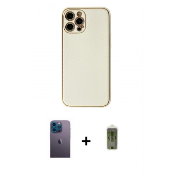 MARSİLYAN™- iPhone 12 Pro Max Kılıf Ahenk Işık - Siyah Joko Magic 5D Hayalet Cam + Neon Fosforlu Kamera Lens - MI