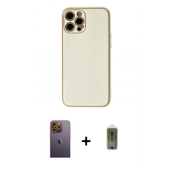MARSİLYAN™- iPhone 12 Pro Max Kılıf Ahenk Işık - Siyah Joko Magic 5D Hayalet Cam + Neon Fosforlu Kamera Lens - SI