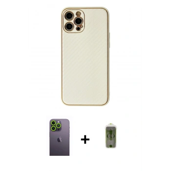 MARSİLYAN™- iPhone 12 Pro Max Kılıf Ahenk Işık - Siyah Joko Magic 5D Hayalet Cam + Neon Fosforlu Kamera Lens - YL