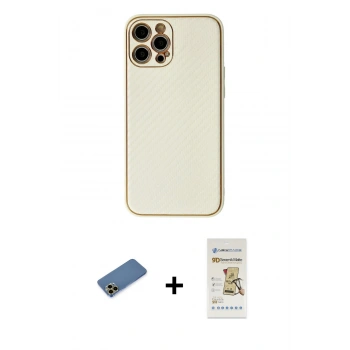 MARSİLYAN™- iPhone 12 Pro Max Kılıf Ahenk Işık - Siyah Mat Seramik Nano Ekran Koruyucu + Shine Kamera Lens Koruma Cam - GD