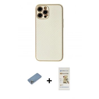 MARSİLYAN™- iPhone 12 Pro Max Kılıf Ahenk Işık - Siyah Mat Seramik Nano Ekran Koruyucu + Shine Kamera Lens Koruma Cam - GS