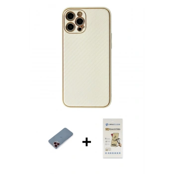 MARSİLYAN™- iPhone 12 Pro Max Kılıf Ahenk Işık - Siyah Mat Seramik Nano Ekran Koruyucu + Metal Kamera Lens Koruma Cam - KI