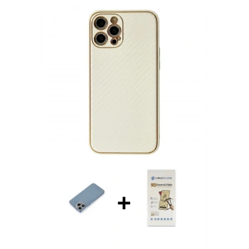 MARSİLYAN™- iPhone 12 Pro Max Kılıf Ahenk Işık - Siyah Mat Seramik Nano Ekran Koruyucu + Shine Kamera Lens Koruma Cam - GI