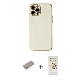 MARSİLYAN™- iPhone 12 Pro Max Kılıf Ahenk Işık - Siyah Mat Seramik Nano Ekran Koruyucu + Shine Kamera Lens Koruma Cam - SABE