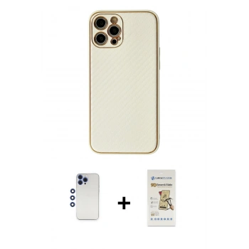 MARSİLYAN™- iPhone 12 Pro Max Kılıf Ahenk Işık - Siyah Mat Seramik Nano Ekran Koruyucu + Shine Kamera Lens - LT