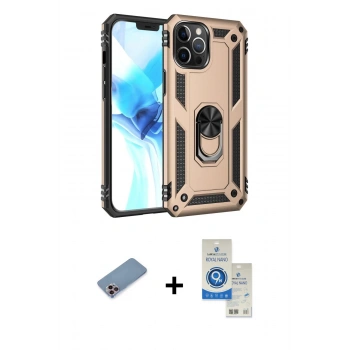 MARSİLYAN™- iPhone 12 Pro Max Kılıf Ahenk Klasik Koleksiyonu - Şeffaf Royal Nano Ekran Koruyucu + Shine Kamera Lens Koruma Cam - PE