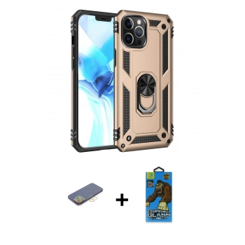 MARSİLYAN™- iPhone 12 Pro Max Kılıf Ahenk Klasik Koleksiyonu - Siyah 18D Cam Ekran Koruyucu + Renkli Kamera Lens Koruma Cam - SI