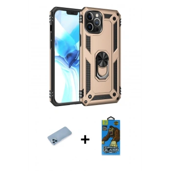 MARSİLYAN™- iPhone 12 Pro Max Kılıf Ahenk Klasik Koleksiyonu - Siyah 18D Cam Ekran Koruyucu + Shine Kamera Lens Koruma Cam - MI