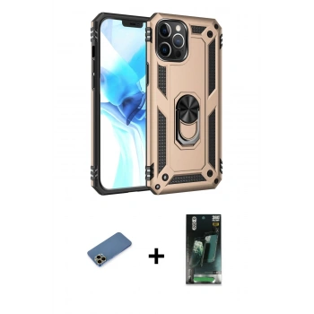 MARSİLYAN™- iPhone 12 Pro Max Kılıf Ahenk Klasik Koleksiyonu - Siyah 360 Mat Full Body Arka Koruyucu + Shine Kamera Lens Koruma Cam - GD