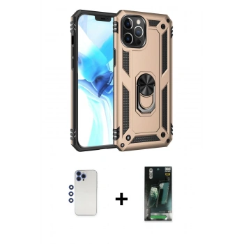 MARSİLYAN™- iPhone 12 Pro Max Kılıf Ahenk Klasik Koleksiyonu - Siyah 360 Mat Full Body Arka Koruyucu + Shine Kamera Lens - LT
