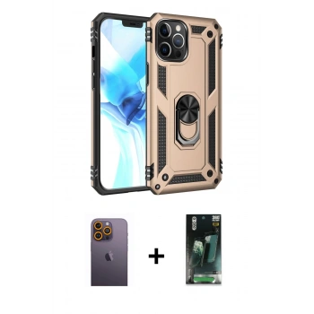 MARSİLYAN™- iPhone 12 Pro Max Kılıf Ahenk Klasik Koleksiyonu - Siyah 360 Mat Full Body Arka Koruyucu + Neon Fosforlu Kamera Lens - SI