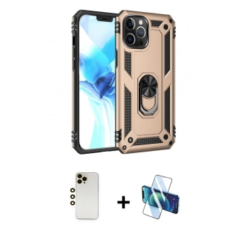 MARSİLYAN™- iPhone 12 Pro Max Kılıf Ahenk Klasik Koleksiyonu - Siyah 3D Antistatik Cam Ekran Koruyucu + Shine Kamera Lens - GD