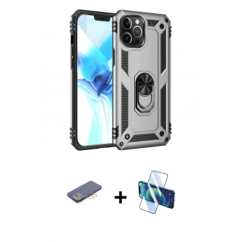 MARSİLYAN™- iPhone 12 Pro Max Kılıf Ahenk Klasik Koleksiyonu - Siyah 3D Antistatik Cam Ekran Koruyucu + Renkli Kamera Lens Koruma Cam - MI