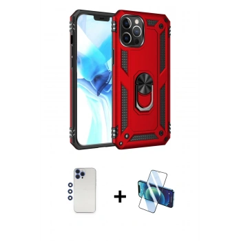 MARSİLYAN™- iPhone 12 Pro Max Kılıf Ahenk Klasik Koleksiyonu - Siyah 3D Antistatik Cam Ekran Koruyucu + Shine Kamera Lens - LT