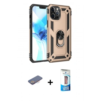 MARSİLYAN™- iPhone 12 Pro Max Kılıf Ahenk Klasik Koleksiyonu - Siyah 5D Eko Cam Ekran Koruyucu + Renkli Kamera Lens Koruma Cam - PE