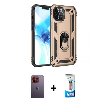 MARSİLYAN™- iPhone 12 Pro Max Kılıf Ahenk Klasik Koleksiyonu - Siyah 5D Eko Cam Ekran Koruyucu + Neon Fosforlu Kamera Lens - TU