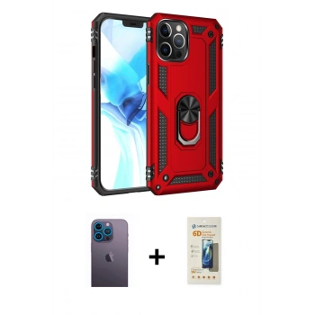 MARSİLYAN™- iPhone 12 Pro Max Kılıf Ahenk Klasik Koleksiyonu - Siyah 6D Mat Seramik Hayalet Nano Ekran Koruyucu + Neon Fosforlu Kamera Lens - MI