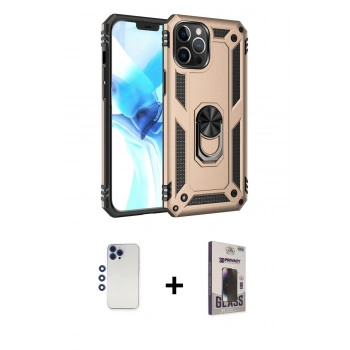 MARSİLYAN™- iPhone 12 Pro Max Kılıf Ahenk Klasik Koleksiyonu - Siyah Bilvis Hayalet Cam Ekran Koruyucu + Shine Kamera Lens - LT