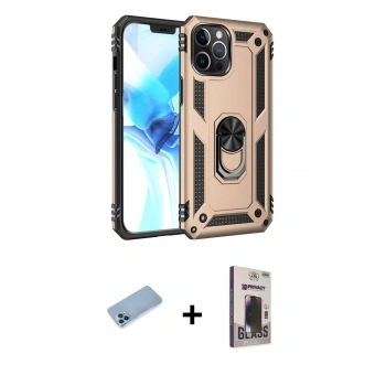 MARSİLYAN™- iPhone 12 Pro Max Kılıf Ahenk Klasik Koleksiyonu - Siyah Bilvis Hayalet Cam Ekran Koruyucu + Shine Kamera Lens Koruma Cam - MI