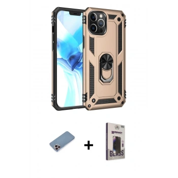 MARSİLYAN™- iPhone 12 Pro Max Kılıf Ahenk Klasik Koleksiyonu - Siyah Bilvis Hayalet Cam Ekran Koruyucu + Shine Kamera Lens Koruma Cam - PE
