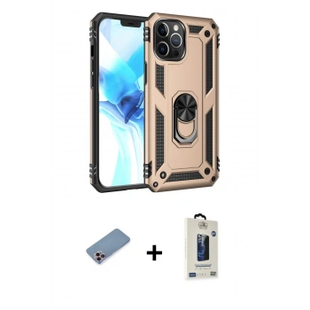 MARSİLYAN™- iPhone 12 Pro Max Kılıf Ahenk Klasik Koleksiyonu - Siyah Bilvis Hayalet Cam Ekran Koruyucu + Shine Kamera Lens Koruma Cam - PE
