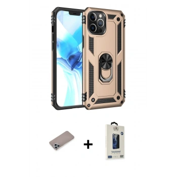 MARSİLYAN™- iPhone 12 Pro Max Kılıf Ahenk Klasik Koleksiyonu - Siyah Bilvis Hayalet Cam Ekran Koruyucu + Shine Kamera Lens Koruma Cam - SABE