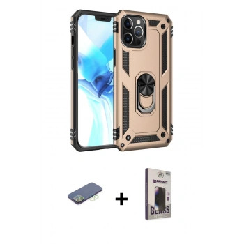 MARSİLYAN™- iPhone 12 Pro Max Kılıf Ahenk Klasik Koleksiyonu - Siyah Bilvis Hayalet Cam Ekran Koruyucu + Renkli Kamera Lens Koruma Cam - YL